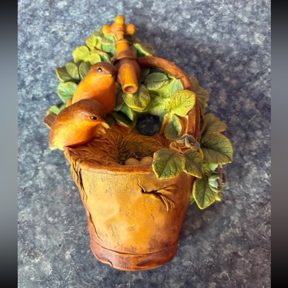 Vintage Bossons chalkware robins nest wall decor